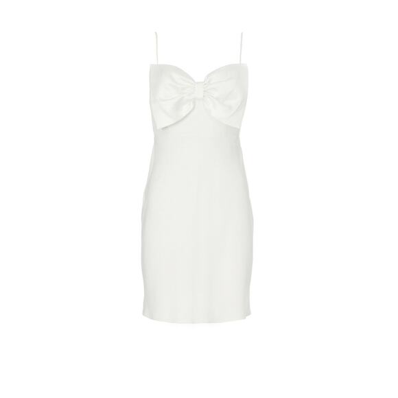 RIXO Bridal Libby Ivory Satin Bow Sleeveless Mini Dress Size XS - Picture 6 of 15